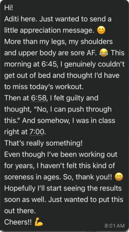 WhatsApp message from a client